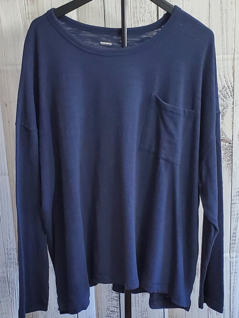 Sonoma Goods for Life Long Sleeve T-Shirt for Plus Size Women Size 3x Navy